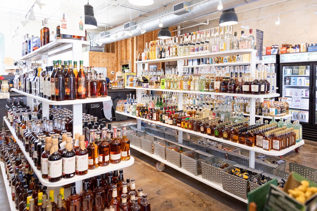 Spirits wall at 1844 Liquor Store